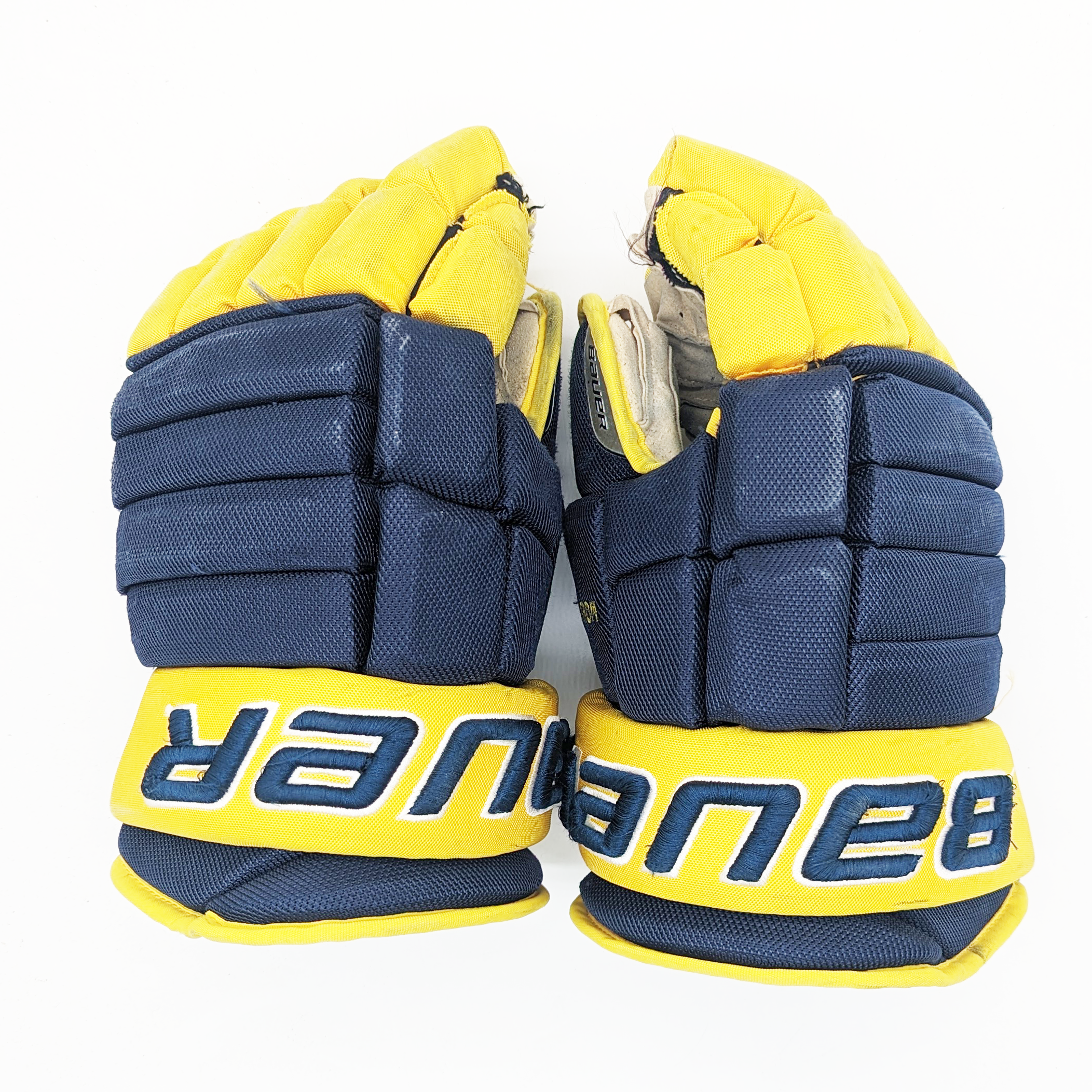 Bauer Pro Series Team - Gants NCAA Pro Stock d'occasion (bleu marine/jaune)